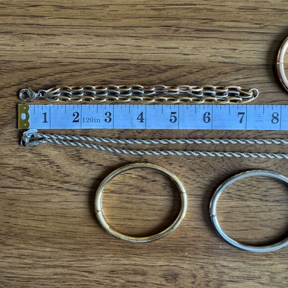 Milor Lot Bangle Bracelets Rope Chain Necklace Silver/ Gold Tone Stainless Steel - Picture 14 of 15